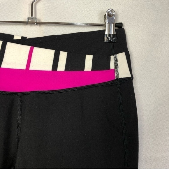 Lululemon Astro Pink & Black Criss Cross Waistband Flared Leg Yoga Pant 4 - Picture 5 of 6